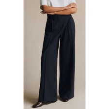 Sézane Tailored Navy Blue Lined Trousers Old Money Classic Chic Straight Leg
