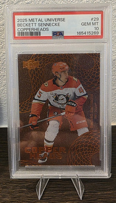 2025-26 SkyBox Metal Universe Hockey Beckett Sennecke Copperheads #29 PSA 10
