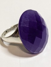 Whitney Kelly 925 Sterling Silver cocktail Ring Purple Agate Size Q