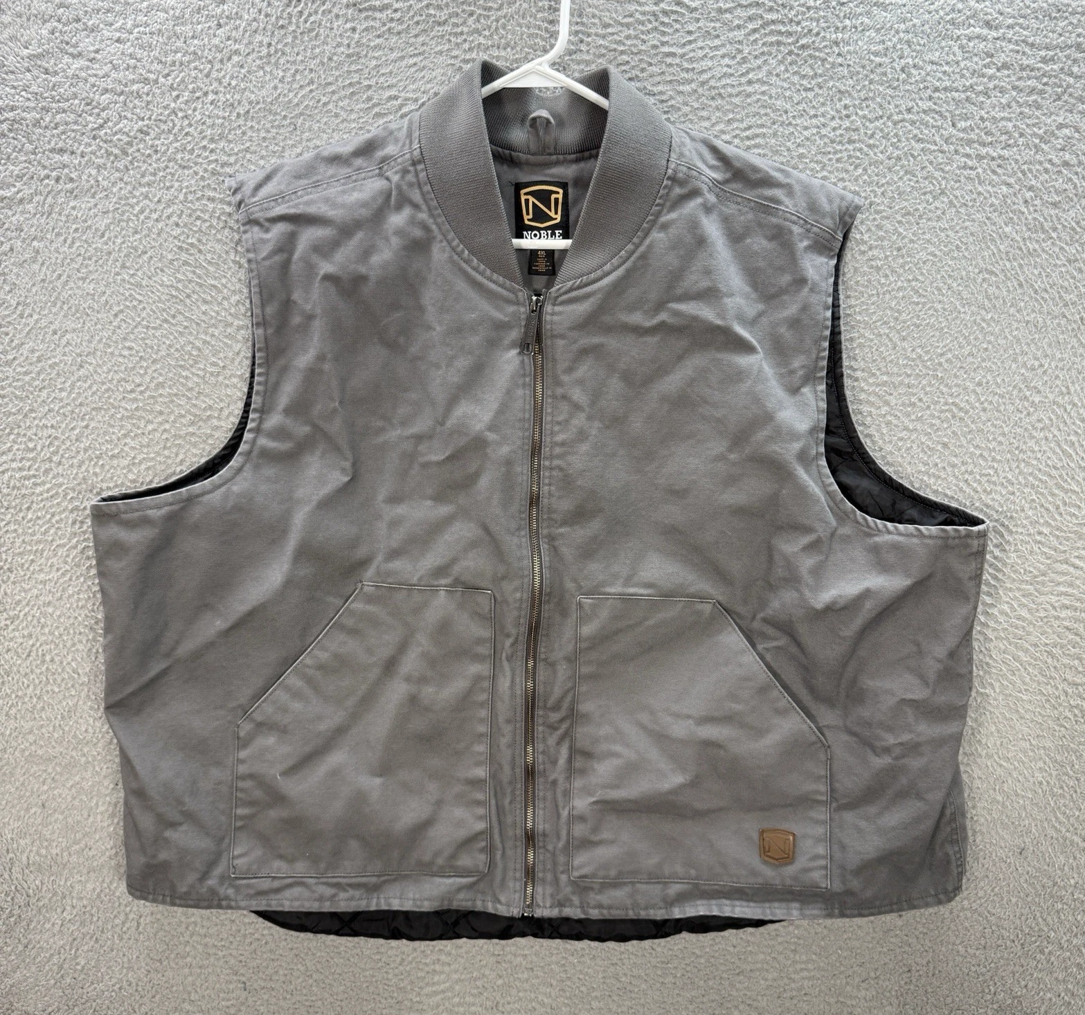 Noble Outfitters Vest Adult 4XL Gray Canvas Quilt Lined Workwear Barn Chore Mens