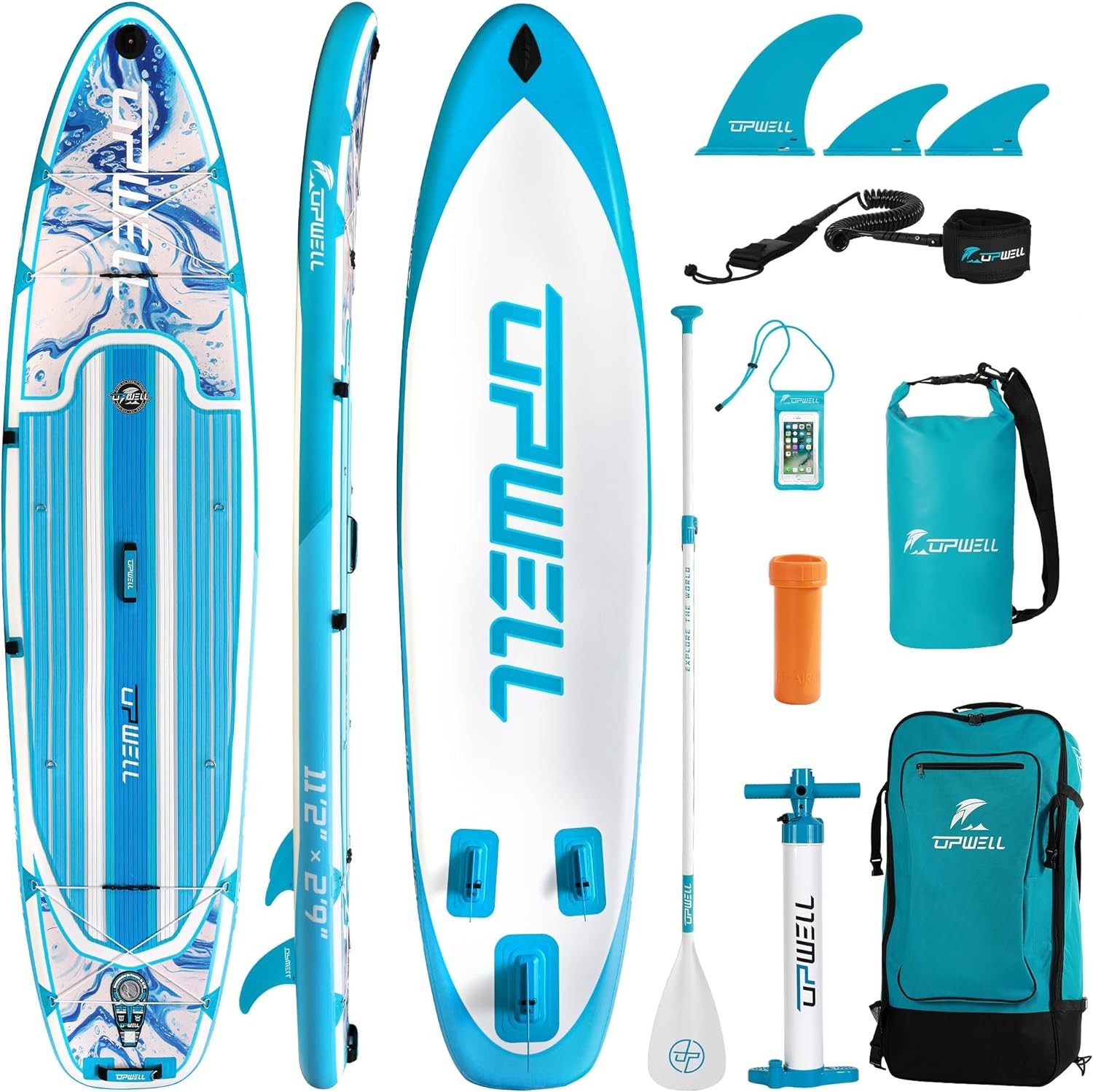 11’2”x33”x6” Inflatable Stand Up Paddle Board with SUP Accessories