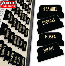 Black Bible Tabs for Women, Men, Kids, Boys, 90 Large Print Bible Index Tabs for