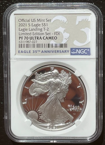 2021-S $1 SILVER AMERICAN EAGLE NGC PF70 T-2 Limited Edition Set FDI : 06762