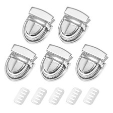 5Pcs Tuck Lock Clasp Catch 20x27mm, Silver - Purse Thumb Lock Clasp