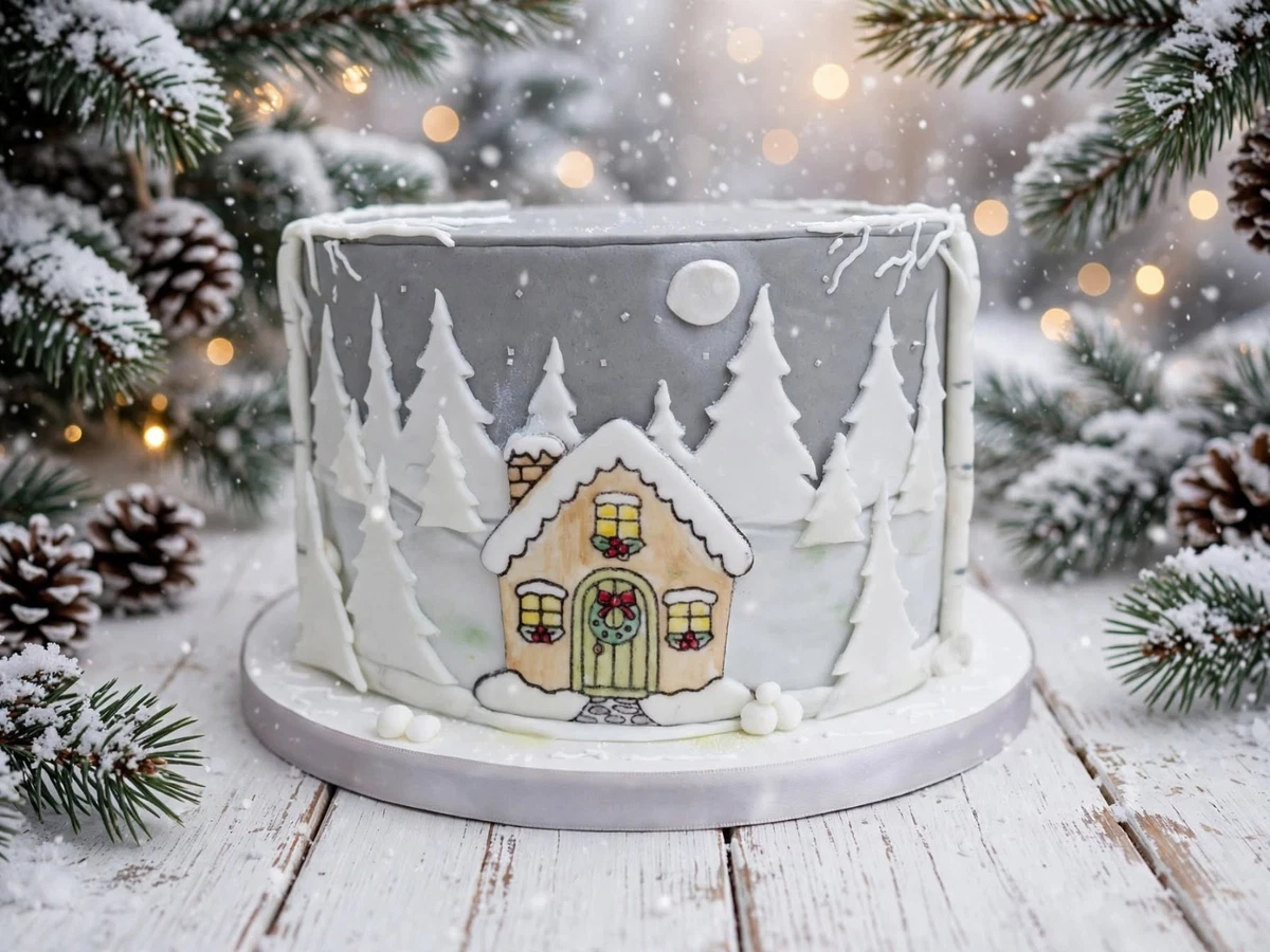 Weihnachtshaus - 4 Stück Kombi-Ausstecher für Plätzchen, Kuchen, Zuckerpaste, Fondant