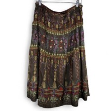 Y2K Maxi Skirt 100 Silk - Size 12 - Boho Fairycore Paisley Floral Cottagecore