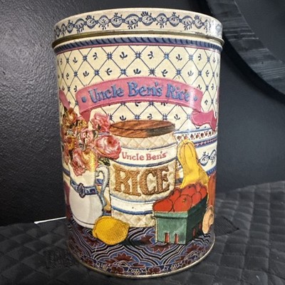 Uncle Ben's Rice Vintage 1987 Tin Jar Container Canister vegetable Decor 7.3''