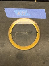 (N35) Antique French Mantle Clock Back Bezel Door Part Brass & Beveled Glass