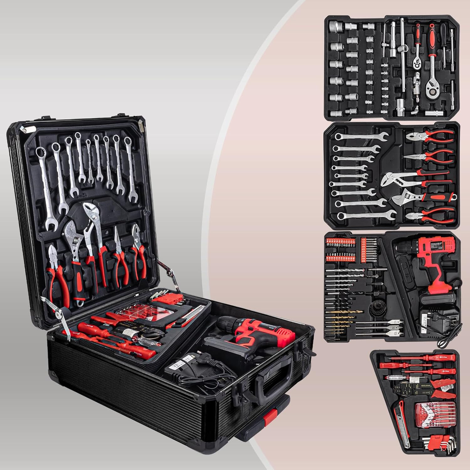 Set Cordless Drill Men Diy Tool Kits