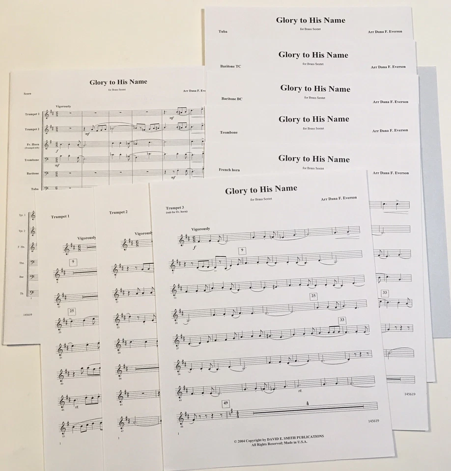 Sheet Music - Glory To His Name - Brass Sextet Arr Dana F Everson Level 3.5 - Image 2 of 3