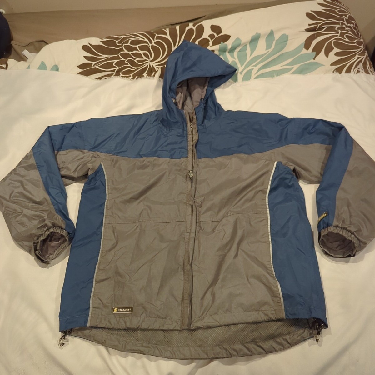 Stearns Dry Wear Hooded Rain Jacket 8732 Windbreaker M Blue Gray Outdoor  Hiking