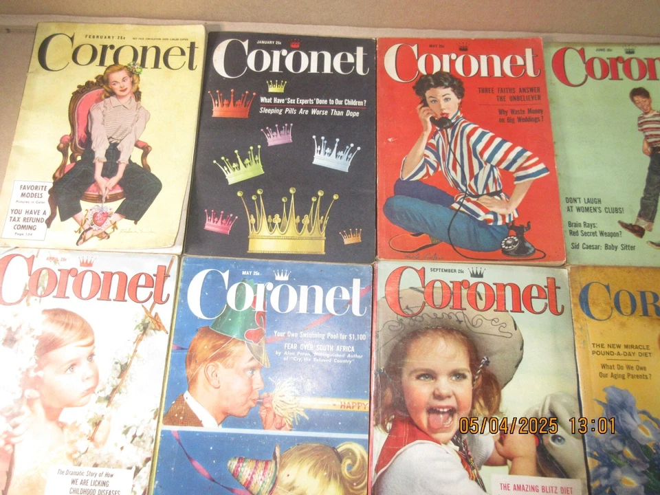 Vintage Coronet Magazine Lot Year 1949 55 56 57 58 59 Photography Article Risque Foto 3 de 4