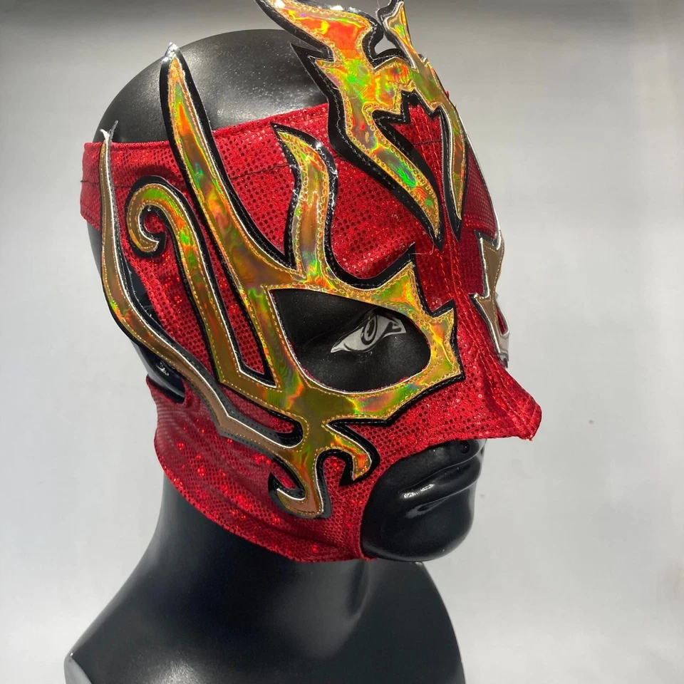La Hiedra Women Semi Profesional Grade Wrestling Lucha Libre Mask Red & Gold - Image 2 of 4