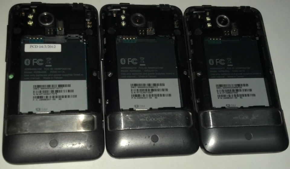 Lot of 3 HTC Thunderbolt LTE 8GB Black Verizon Smartphone Cracked Glass Bad LCD - Image 3 of 4