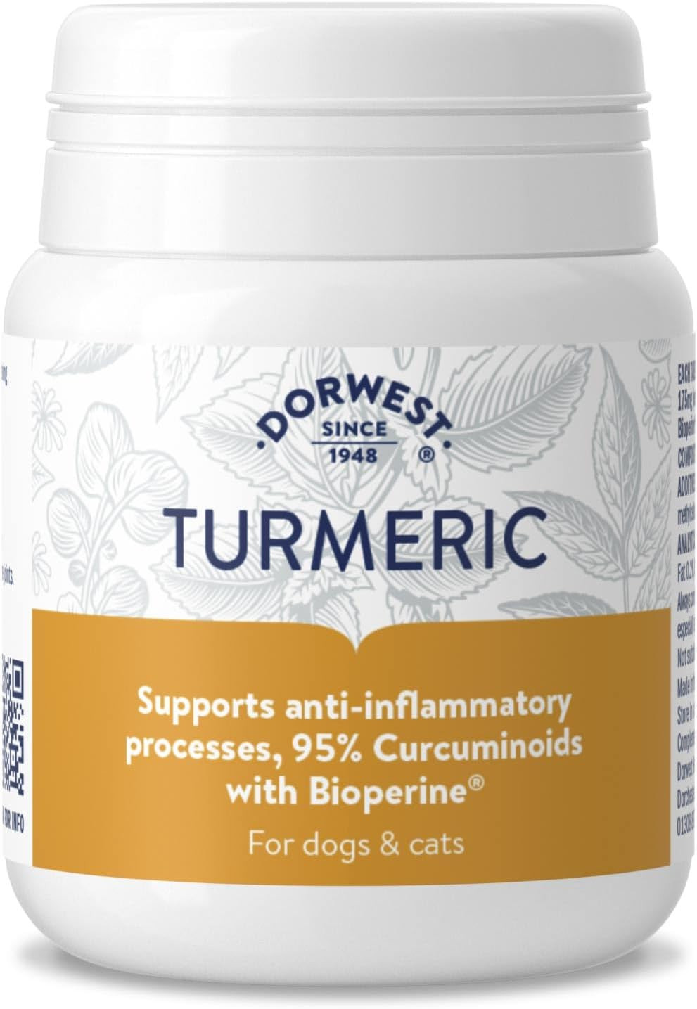 Dorwest Turmeric Tablets for Dogs and Cats, 100 Tablets, Easy-To-Absorb Turmeric