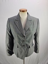 Tahari Women's Gray Striped Blazer Jacket 10P
