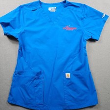 Petsmart Veterinary Scrub Top Uniform Carhartt Womens Small Blue V Neck