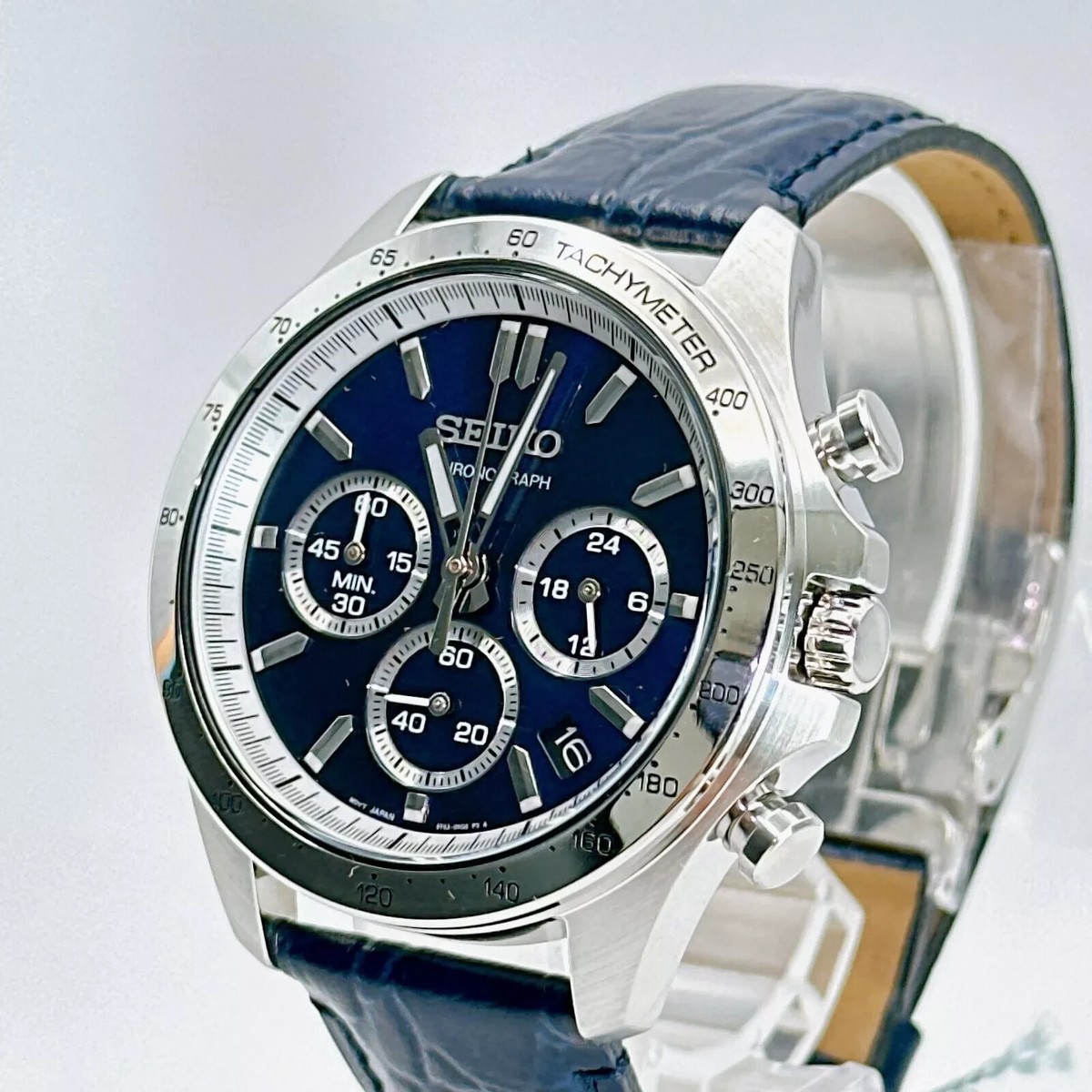 【美品】SEIKO SPIRIT クロノグラフ SBTR019 SEIKO SPIRIT SBTR019 Chronograph Quartz Blue Face Men's Watch