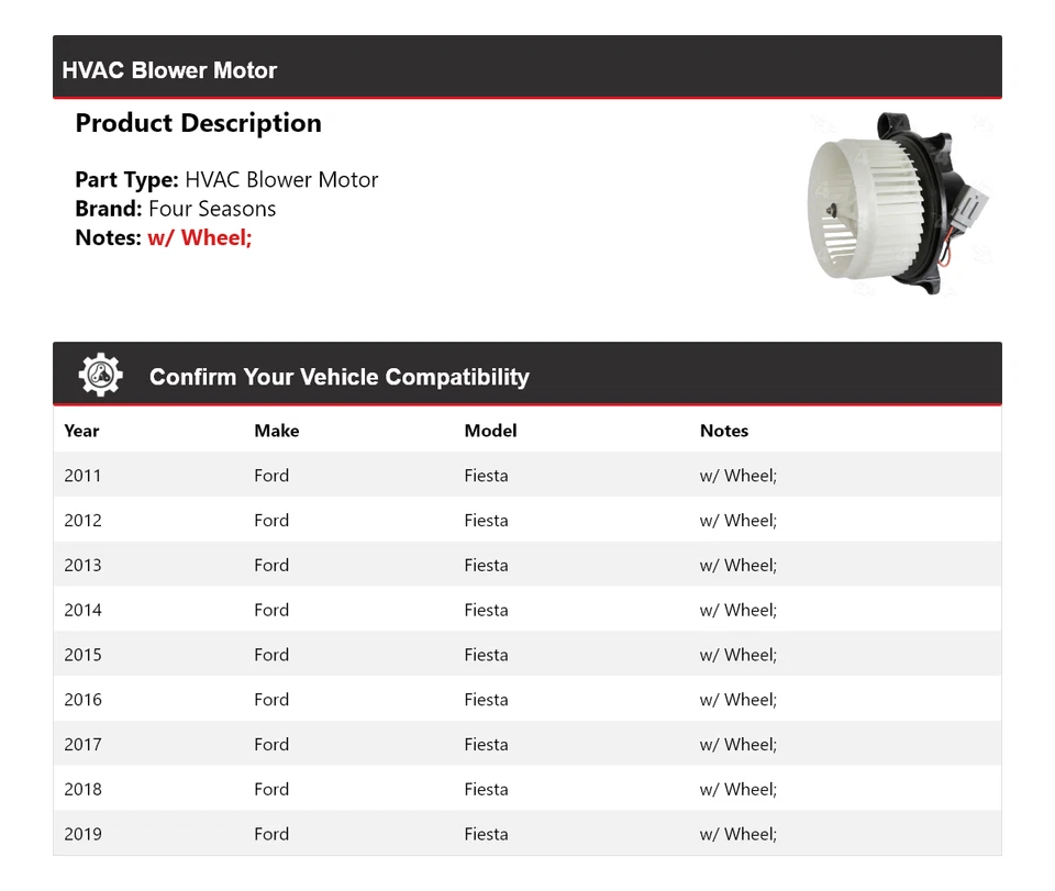 Motor soplador de climatización para Ford Fiesta 2011-2019 4 estaciones 2012 2013 2014 2015 2016 Foto 2 de 4