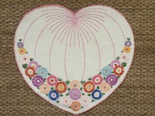 VINTAGE floral embroidered heart shaped cotton case nightie hosiery bag pyjama