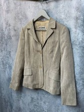 Jil Sander Tailored Blazer Silk Wool Blend Made in Germany Beige Size 36