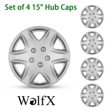 4PCS 15 inch Full Rim Hub Caps Silver Snap On Wheel Covers For Ford Focus Dodge
