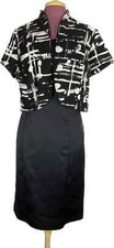 Jessica Howard Women's Evening Dress Jacket Set Black Satin Size 14