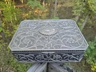 Godinger  Vintage Sterling  Silver Plated Jewelry Box Ornate Floral Embossed