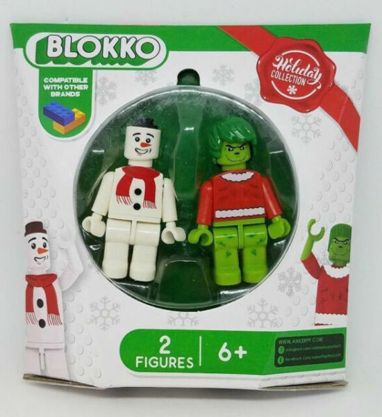 Blokko Snowman Grinch Two Figure Pack Frosty Christmas The Holiday Collection