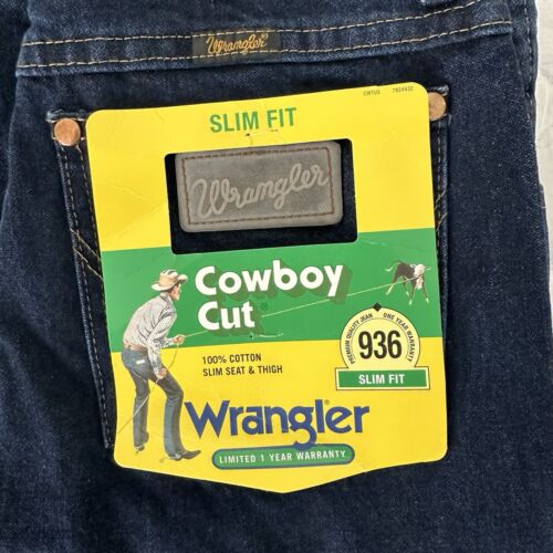 Wrangler Mens Cowboy Cut Slim Fit Jeans 29x34 Indigo 936DSD NWT