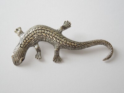 Brosche Salamander Silberton Massiv Modeschmuck 18,0 g/7,4 x 2,9 cm