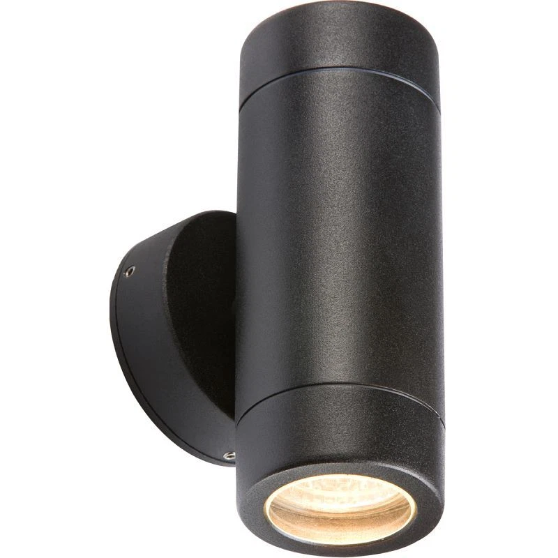 Knightsbridge IP65 GU10 Aluminium Black Up Down Wall Light WALL2LBK