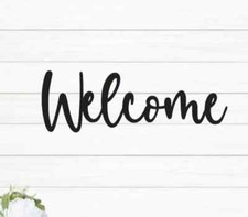 Welcome Sign Cursive Sign Metal Wall Sign Custom Metal Wall Art Front Door