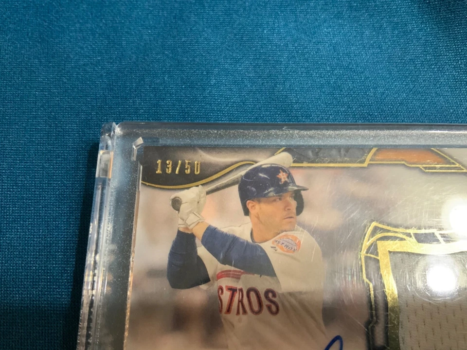 JOSE ALTUVE AUTO GOLD RELIC PATCH #’d /50 - 2016 TOPPS TRIBUTE RARE SIGNED CARD - Image 2 of 4