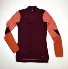 Smartwool Intraknit Merino Wool 1/4 Zip Baselayer L/S Mock Neck Top Womens Sz S