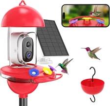 Hummingbird Feeder with Camera, Smart Humming Bird Feeder Camera Solar Powered, 