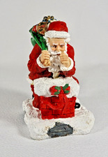 4" Santa With Chimney Christmas Toys Resin Figurine Hand Painted Restored