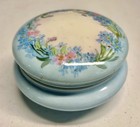T&V Limoges France Hand Painted Blue Floral Porcelain Lidded Powder Jar — photo 1
