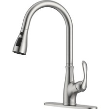 Commercial High Arc Kitchen Faucet   Lead-Free Brushed Nickel Pull Down Sprayer