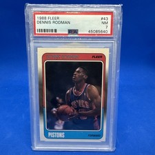 1988-89 Fleer Dennis Rodman #43 (RC) Rookie Card Detroit Pistons PSA 7. rookie card picture