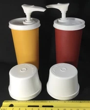 Tupperware 6 oz Ketchup And Mustard Pump dispensers Complete #1329