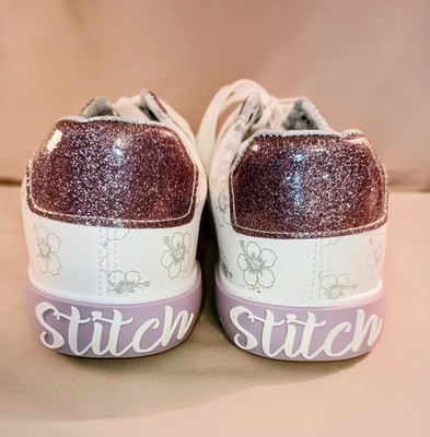 Disney Stitch Girls Sneaker US 8 Low Top Lace-Up Glitter Floral