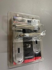 Wickes Vittor Polished Chrome Finish LOCK PAIR of Door Handles NEW 184 x 40 x 7m