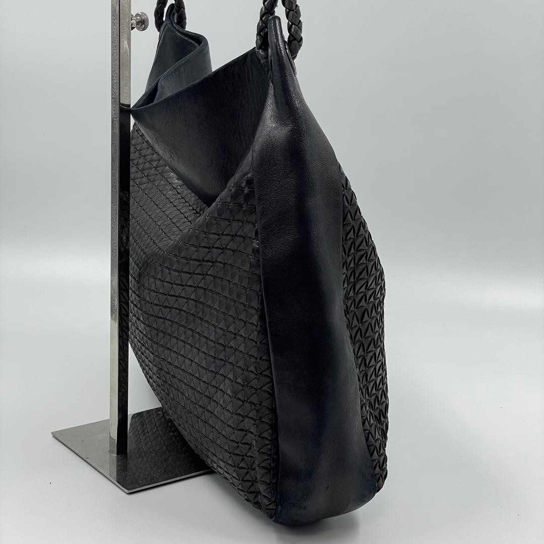 Bottega Veneta Women's Shoulder Bag Hobo Leather Intrecciato Black Vintage thumbnail 9