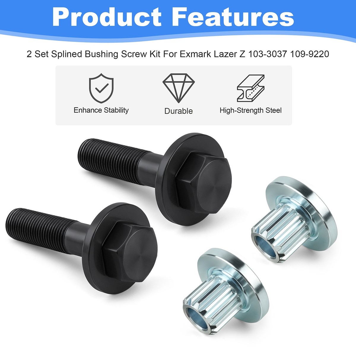 2 Set Spindle Blade Splined Bushing Screws Bolts For Exmark Lawn