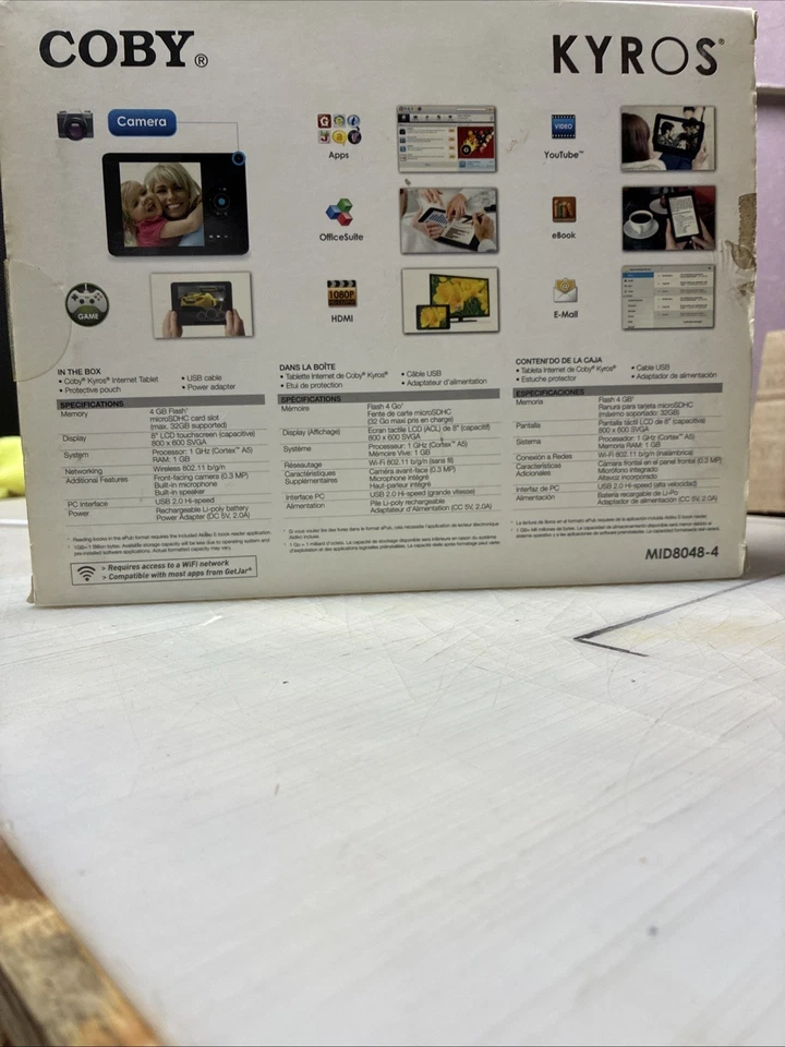 Tablet Coby Kyros MID8048-4 Android 4.0, 4 GB de almacenamiento, 1 GB de RAM, pantalla de 8”, Wi-Fi Foto 2 de 4