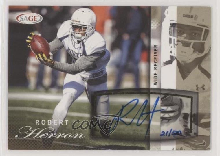 2014 SAGE Auto Football Gold 21/50 Robert Herron #A25 Rookie Auto RC fm0