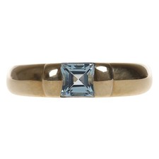 Ring in Gold 585 mit Blautopas Princess Cut Bandring Gr. 57/ 18,1 mm  (D3498)