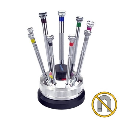 Assortment of flat bladed Screwdrivers Professional antim. 0,6-3,0 mm on a rotat