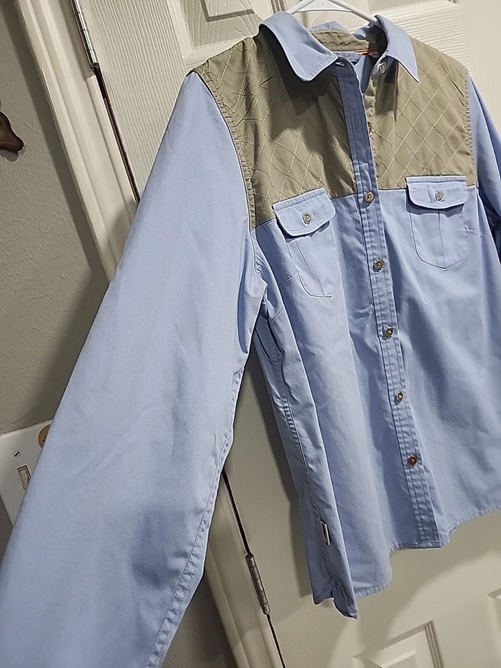 Camisa Orvis Para Mujer Peso Medio Caza de Pájaros Tiro Botón Mangas con Pestaña Enrollable Talla M Foto 3 de 4